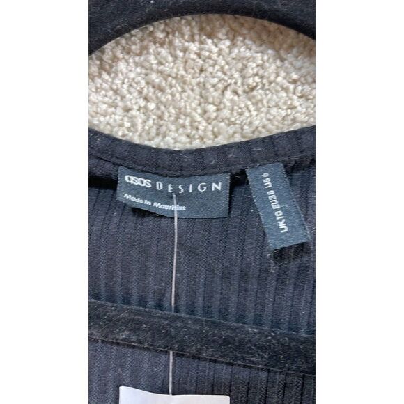 ASOS DESIGN NWT Ribbed Bust Seam Detail Corset Long Sleeve Top in Black Size 6 - Picture 2 of 11